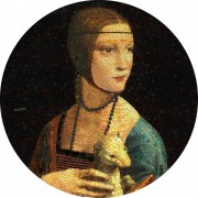 Palau LADY WITH AN ERMINE - LEONARDO DA VINCI series GREAT MICROMOSAIC PASSION $20 Silver Coin 2020 Mosaic Technology Proof 3 oz